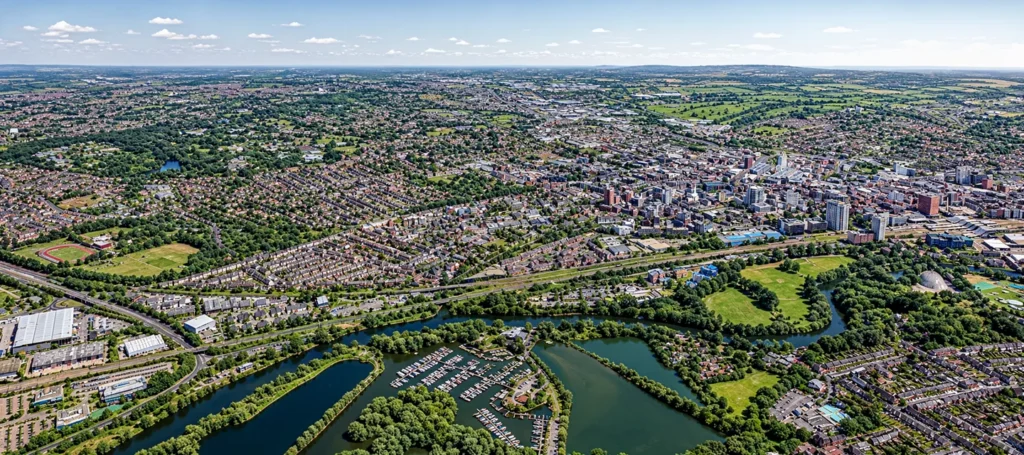 Aerial shot of Reading